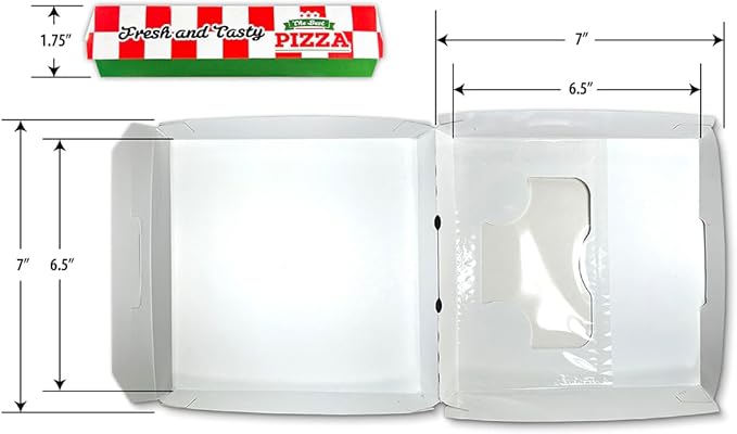 Olympak UPDATED Individual Pizza Box | Disposable Mini Pizza Box with Clear Window | Easy Clamshell, Thick & Sturdy | Grease-resistant, Microwave & Freezer-safe | 200/Case (6" L x 6" W x 1.75" H)
