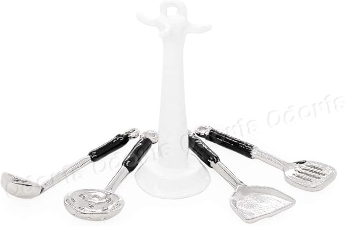 Odoria 1/12 Miniature Kitchen Utensils with Stand Dollhouse Decoration Accessories, White