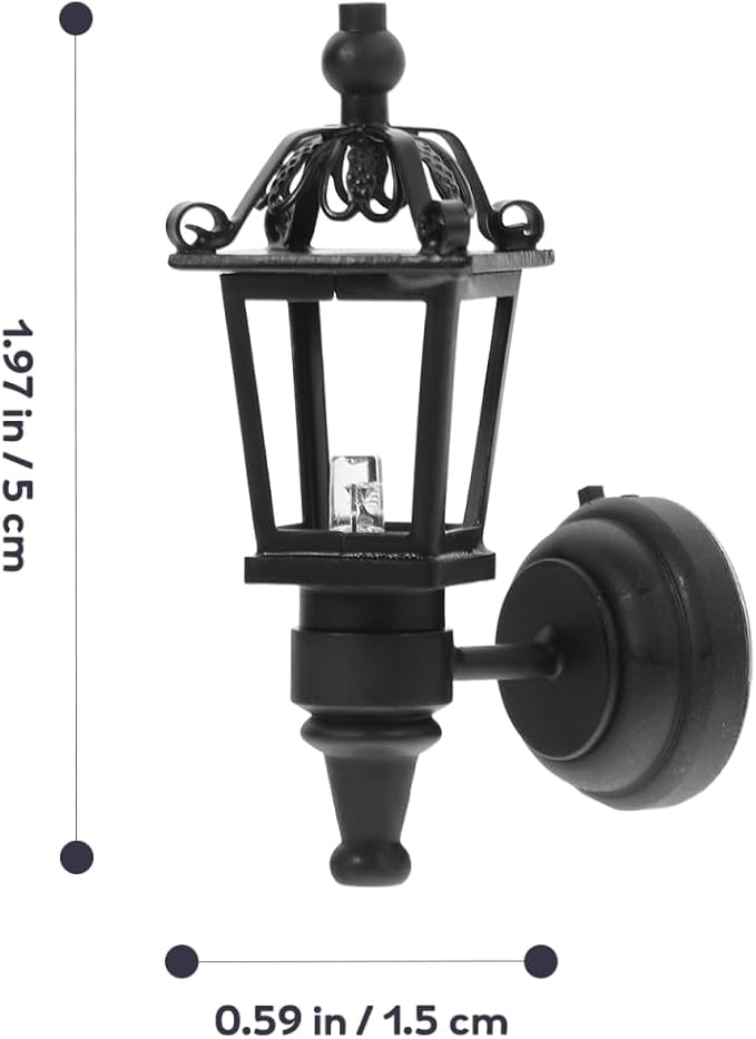 Leorx Vintage DIY Dollhouse 1 12 Dollhouse Miniature LED Wall Light Lamp (Black)