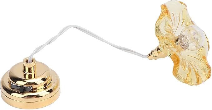 Dollhouse Chandelier, Miniature Chandelier Miniature Lamp Props Micro Decoration Scene Accessories Dollhouse Ceiling Lamp for Home Decor (Yellow)