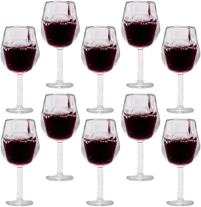 LUOZZY 40 Pcs Miniature Wine Goblets Dollhouse Accessories Tiny Red Glass Cups for Mini Kitchen Decor