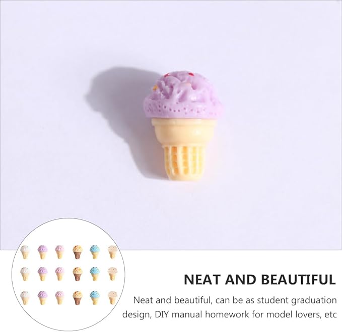 Mini Ice Cream Cone Model Dollhouse Accessory 0.83 Inch Realistic Miniature Ice Cream Prop for DIY Home Decor Photography