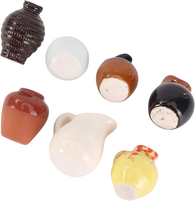 TOYANDONA 3sets Realistic Mini Scene Decor Mini Vase Ceramic Miniature Home Adornment 7pcs*3 Random Style