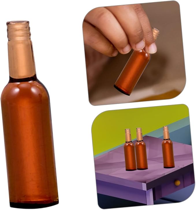 Totority 24pcs Mini Beer Bottles for Dollhouse Resin Miniature Wine Bottles Toys for Boys and Girls