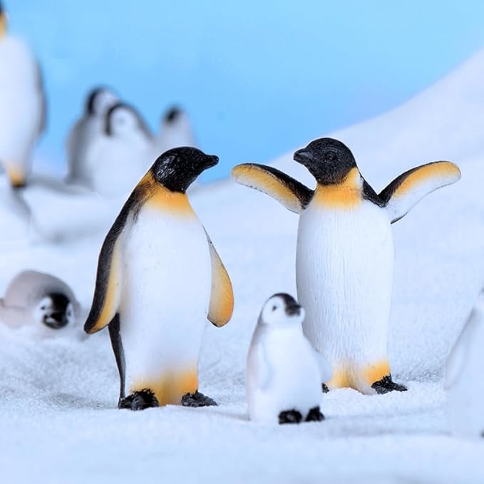 18Pcs Mini Realisitic Arctic Animals Figurines Resin Polar Bear Penguin Seal Iceberg Figures Miniature Cake Toppers for DIY Diorama Fairy Garden Birthday Party Gift