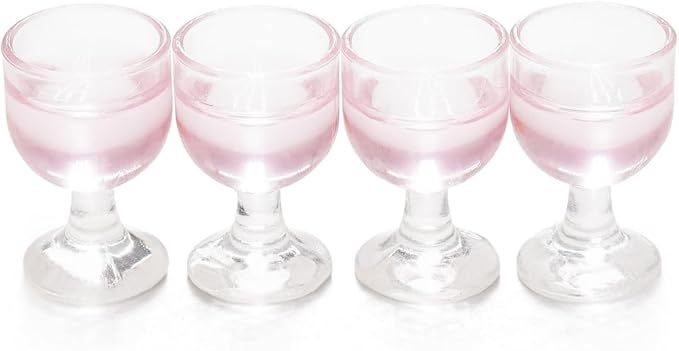 Odoria 1/12 Miniature Wine Glasses 4Pcs Dollhouse Decoration Accessories, Rose Wine