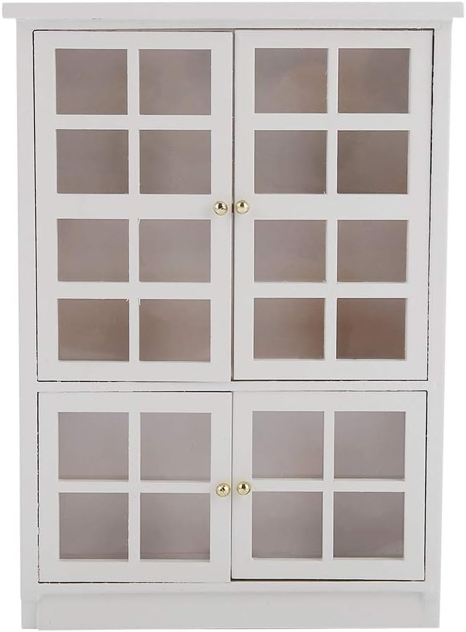 Dollhouse Miniature Kitchen Furniture, Modern Wooden White Set to Store Miniature Food, Exquisite Toy House Furniture, Suitable for 1/12 Scale Dollhouse, Made of