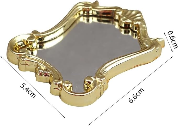 Silver 1/12 Miniature Wall Mirror Dollhouses Decoration Accessories, Dollhouses Mirror，Dollhouse DIY Accessories，Dollhouse Decor