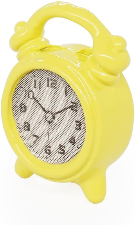 Odoria 1/12 Miniature Alarm Clock Dollhouse Decoration Accessories, Yellow