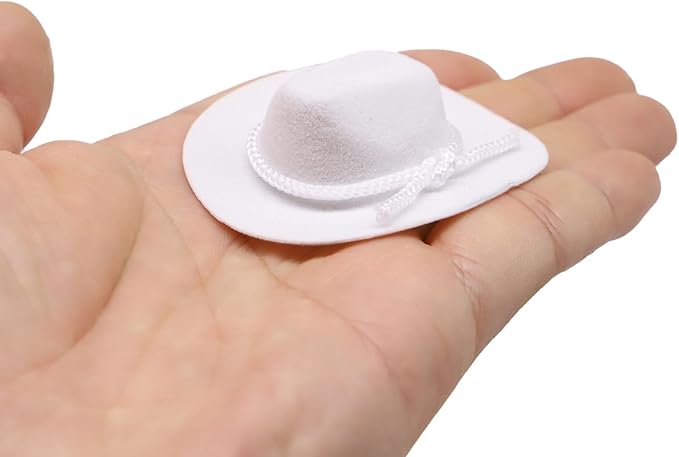 Dollhouse Cowboy Hat, Miniature Cowboy Hat, 1:12 Scale Miniature Soft Cowboy, Mini Hat, American Old West Hat, for Dollhouse Craft Supplies (2PCS) (White)