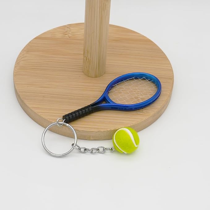 Moydolo Cute Mini Tennis Racket Keychain with Ball, Tennis Sport Lover Gifts Key Chain Ring