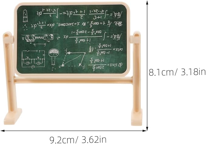 Garneck Miniature Classroom Model Set with Desk Chair and Chalkboard Mini House Decor for Crafts Dollhouse Accessories and Desktop Decoration