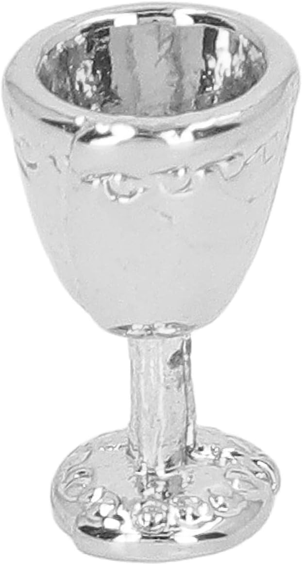 Hosi Miniature Wine Goblet Cup, Alloy Charming Exquisite Robust Dollhouse Mini Champagne Cup Simulation 1:12 Dollhouse (4 Silver)