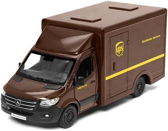 KiNSMART - Mercedes-Benz Sprinter Cargo Van 1:48 O Scale 5" Die Cast Metal Model Toy Van, Pull-Back Action (UPS Box Truck)