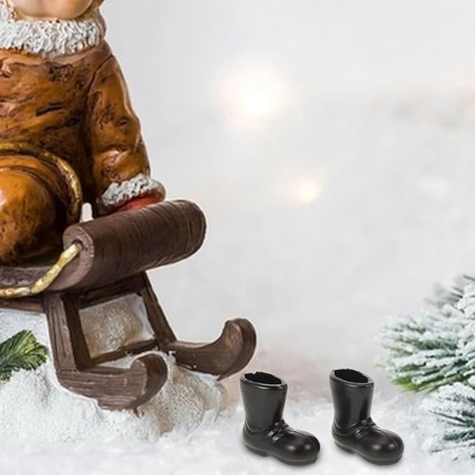 BESPORTBLE 100pcs Mini Christmas Santa Boots, Miniature Santa Claus Shoes Christmas Mini Boots for DIY Craft Projects Dollhouse Holiday Decor, Black