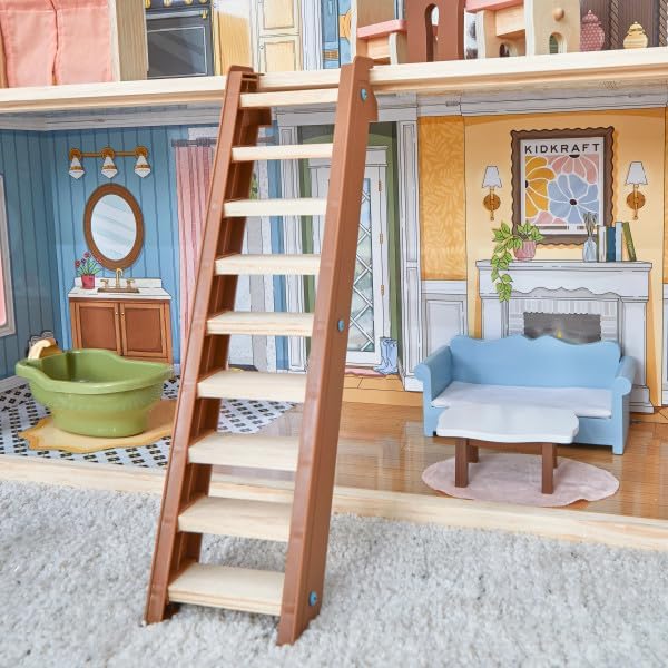 KidKraft Charlotte Classic Wooden Dollhouse with 15 Accessories, for 12" Dolls