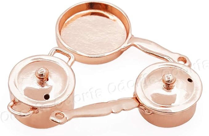 Odoria 1/12 Miniature Pots and Pans Dollhouse Cookware Accessories, Copper