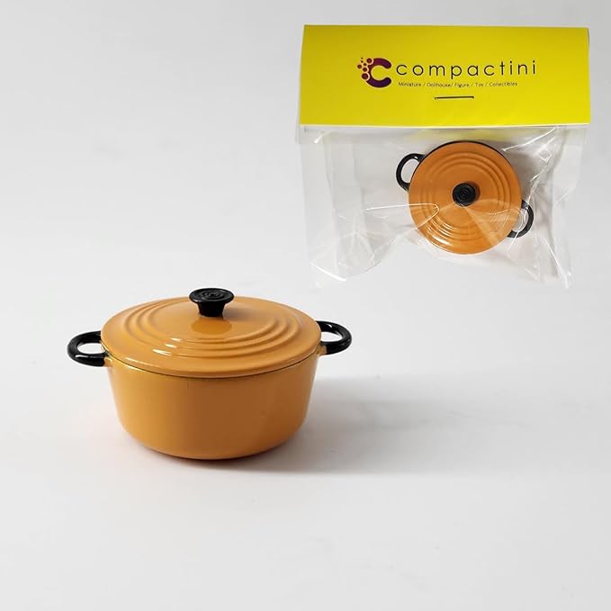 Miniature Set 1:12 Scale Models Dollhouse Accessory Coffee Pot Cup Beverage Bottle Kettle (Dutch Oven Yellow)