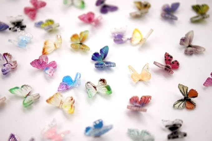 Micro Resin Butterflies, Dollhouse Miniature Tiny Butterflies, Terrarium Fairy Garden Dollhouse, Mini Micro Landscaping Decoration (30 PCS)