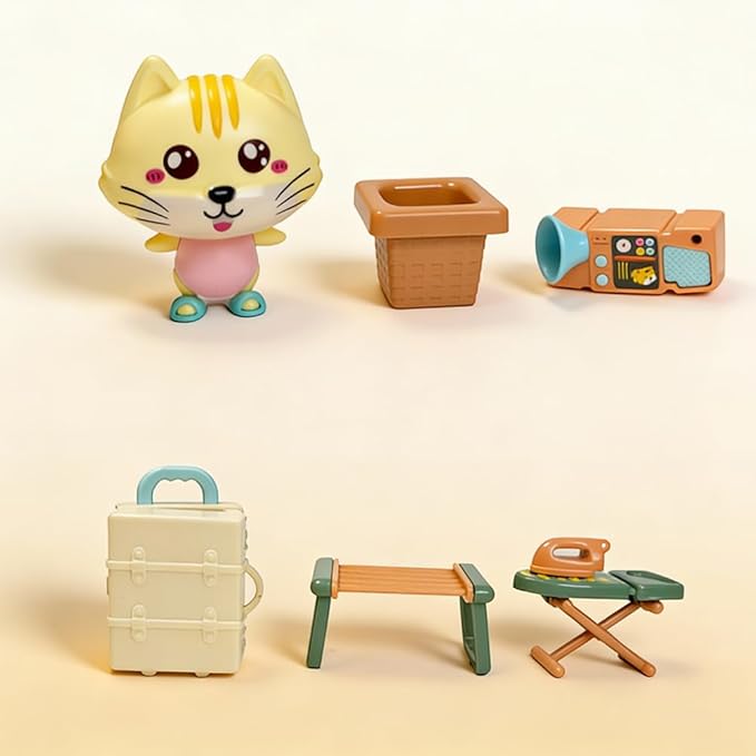 kvlidvo Koko's Cat Town DIY Miniature House Kit,Tiny House Laundry Room Building Kits,Purrfect Dollhouse with 251PCS,Gift for Cat Lovers Teens Kids Ages 3+. Purr-FECT Gift! (HY-120A4)