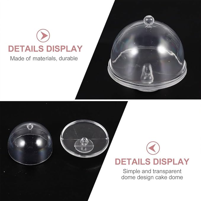 12pcs Mini Cake Stand with Dome Lid Dessert Display Plates for Dollhouse Tiny Cake Domes for Miniature Food Decoration