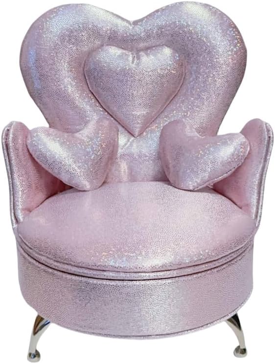 1/6 & 1/12 Scale Dollhouse Furniture Miniature Sofa w/Hidden Jewelry Box for Women - Adult Collector Pink Decor for Diorama, Dressing Table, Rings, Earrings & Small Necklaces Storage