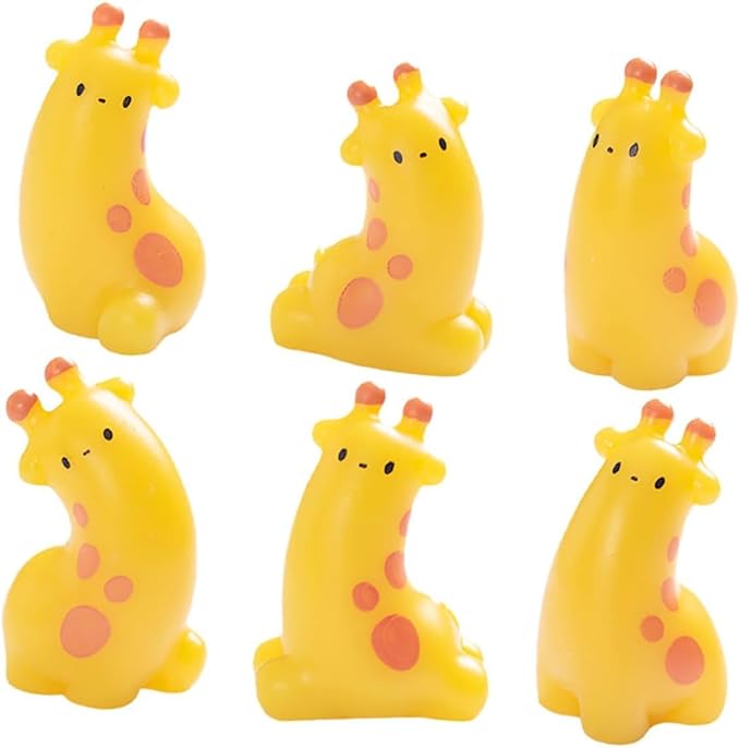 6Pcs Miniature Giraffe Resin Figurines – Cute Animal Statues for Fairy Garden Accessories, DIY Terrarium Projects, Desktop Displays, Home Shelf Decor, Assorted Wildlife-Inspired Designs
