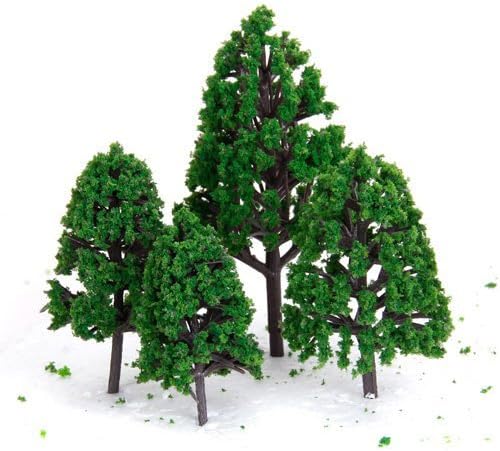 OrgMemory Mixed Model Trees, 29pcs, 1.5-6 inch(4-16 cm), Ho Scale Bushes, Diorama Supplies, Plastic Trees for Projects, Model Train Scenery with No Bases