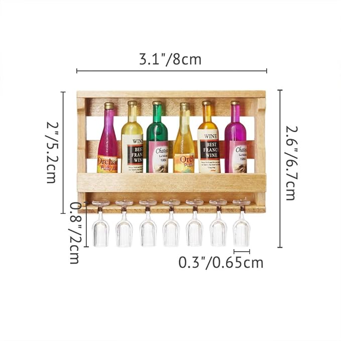 Odoria 1/12 Miniature Wine Bottle Rack with Glasses Dollhouse Decoration Accessories