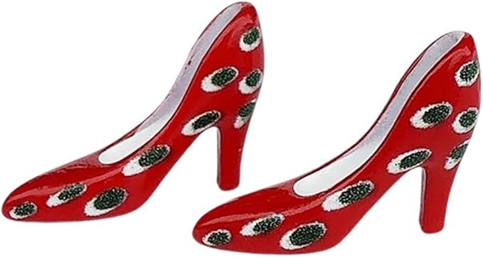 LOGOFUN 3pairs 1:12 Dollhouse Miniature High Heeled Shoes Hand Painted Solid Resin Accessories for Model Display