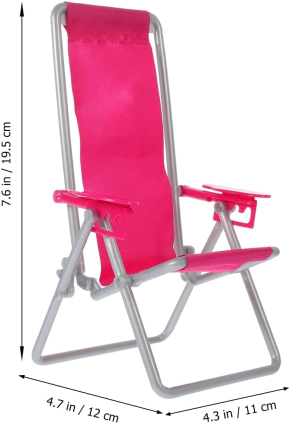 2PCS Miniature Beach Chair Dollhouse Mini Folding Chairs Mini Sunbath Longue Deck Dollhouse Furniture Accessories for DIY Fairy Garden Beach Decoration