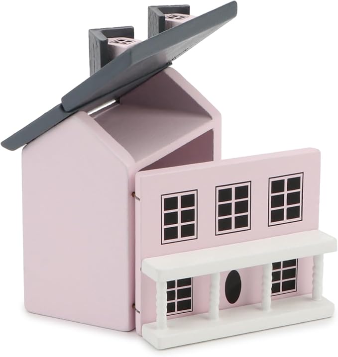 Miniature Cottage for Dollhouse Accessories Desktop Decor Wooden Mini House Storage Decoration Ornament Nice Present for Miniature Lovers (Pink)