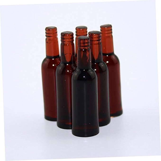 Totority Miniature Beer Bottles Pcs Dollhouse Accessories, Tiny House Decorative Beer Models, Resin Mini Bottles for DIY Mini House Decor and Photo Props, Brown, 1.37 * 1.57 * 0.39 Inch