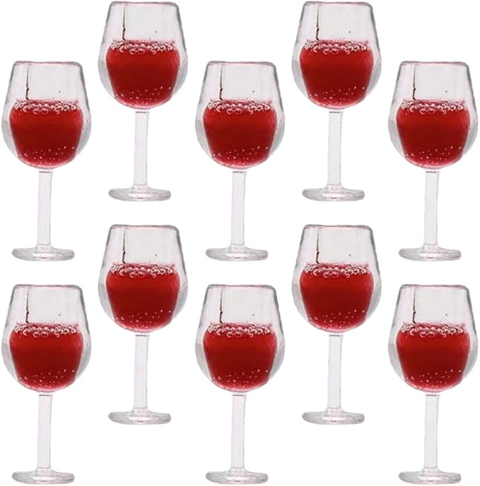 LOGOFUN 40Pcs Miniature Wine Glasses Dollhouse Red Wine Glasses 1:12 Scale Mini Goblet Glass Drinking Cups Model for Dollhouse Kitchen Decoration