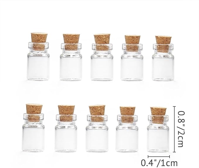 Odoria Dollhouse Glass Jars Miniature: 1/12 Scale Glass Bottles Food Container for Kitchen Restaurant - Mini Canister Empty with Cork 10Pcs