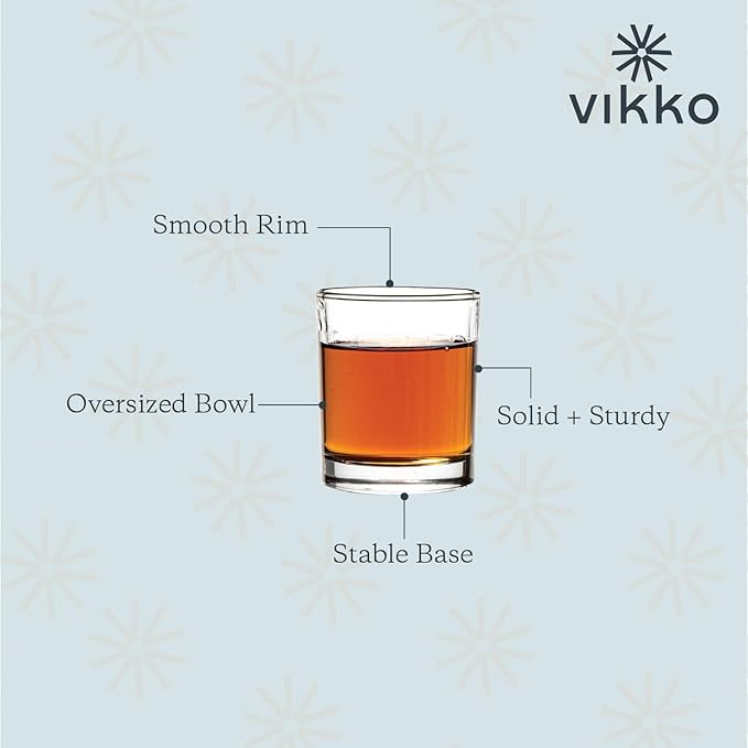 Vikko 2.75 Ounce Shot Glasses, Set of 6 Small Liquor and Spirit Glasses, Durable Tequila Bar Glasses For Alcohol and Espresso Shots, 6 Piece Shooter Glass Set