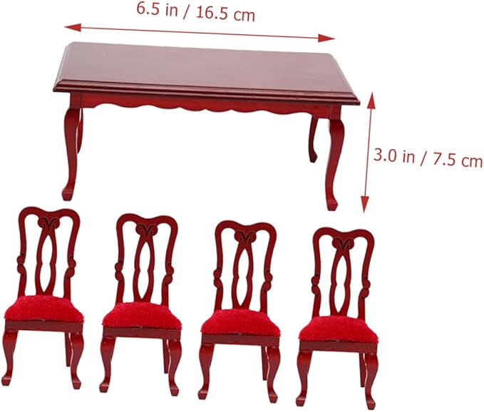 1/12 Scale Miniature Dining Room Set Miniature Table and Chairs for Dollhouse Accessories Tiny House Decoration Furniture