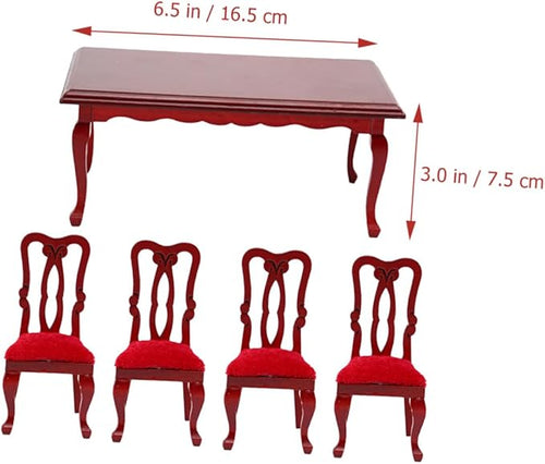 1/12 Scale Miniature Dining Room Set Miniature Table and Chairs for Dollhouse Accessories Tiny House Decoration Furniture