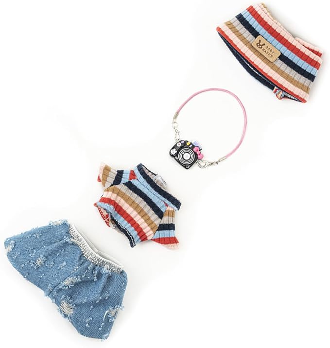 Clothes for Lububu 17cm Dolls(NO Doll) for Lububu Doll Outfits with Accessories Suit for Lububu Cute Stylish Dress Up Set Blue Pants
