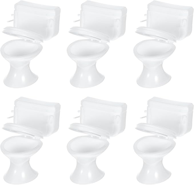 Toddmomy Doll House Toilet: 6Pcs Dollhouse Toilet Toy Mini Cake Topper Doll House Furniture for Kids Adults DIY Miniature Landscapes