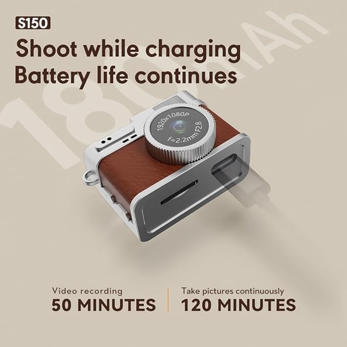 Retro Mini Digital Video Keychain Camera Small bodycam 1080P HD Video Go Cam 0.96" IPS Screen 4 Colors Type-C Pro17g 8GB Pocket Video Recorder for Travel Recording Gifts for Girls Stocking Stuffers