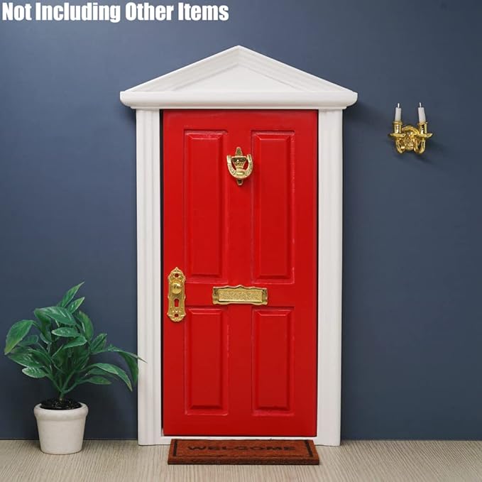Odoria 1/12 Miniature Door Dollhouse Furniture Accessories, Red