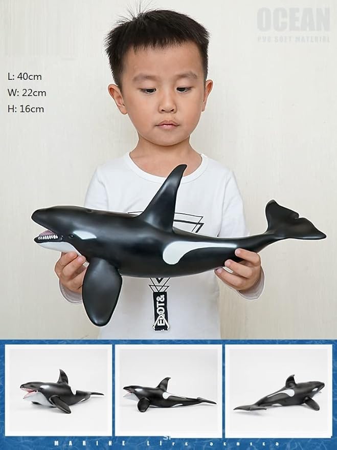 SmilerSmile Simulated Ocean Big Animal, One pc 15Inch Soft Filled Rubber Sea Educational Toys (Killer Whale)