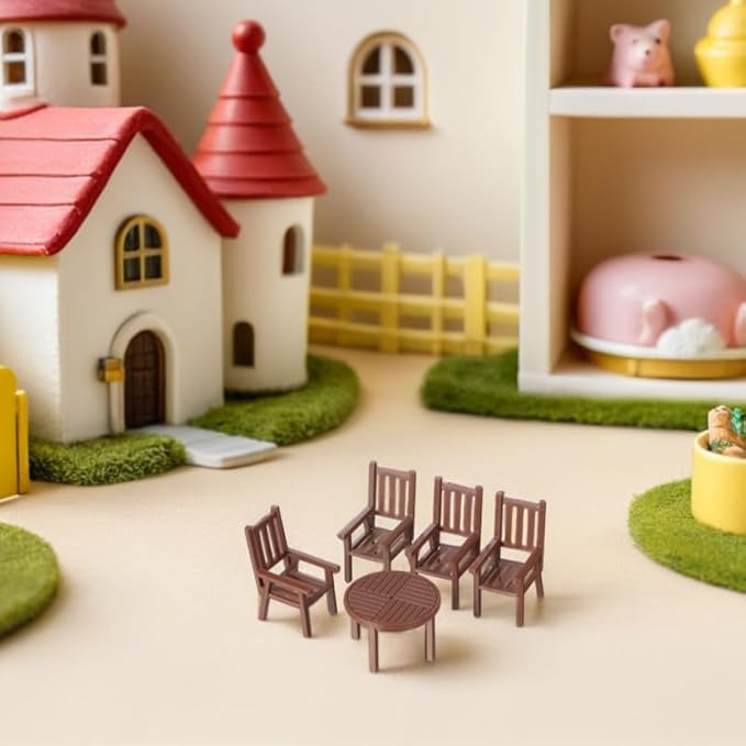 2 Sets Miniature Table Chair Set Dollhouse Furniture Accessories for Micro Landscape Decoration and Photography Props Realistic Tiny Dollhouse Furniture for Creative Projects