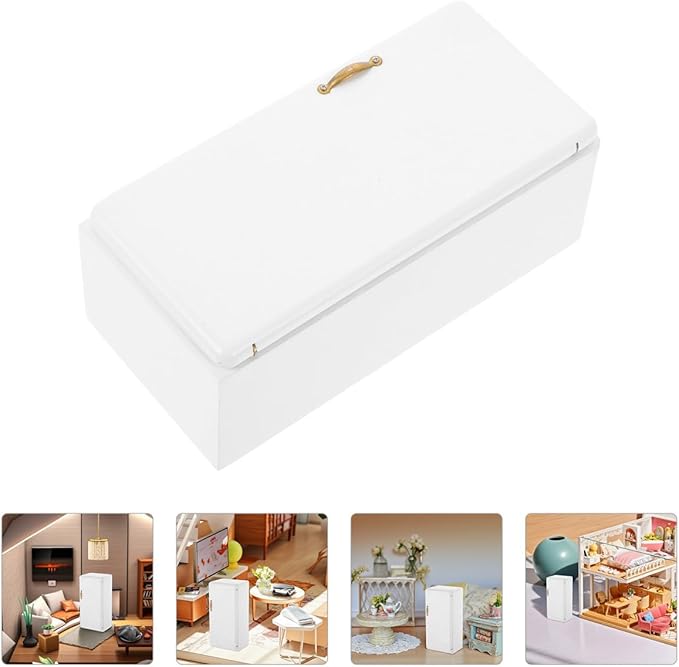Alasum Doll House Refrigerator Mini 1/12 Scale Miniature Fridge White Mini House Kitchen Accessory for Kids' Mini Home Decor