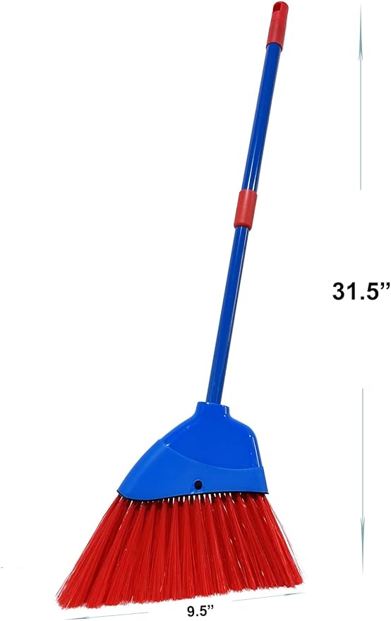 Xifando Kids Broom-Housekeeping Cleaning Tool for Kids Pretend Playing,Retractable Small Broom for Littler Helper(Blue+Red)