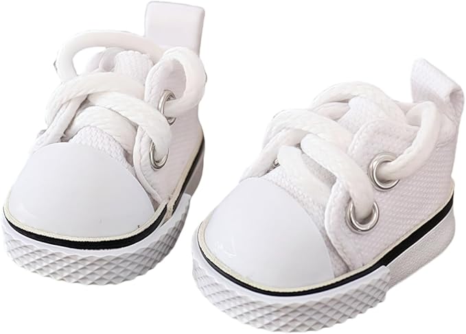 Doll Shoes for Lu bubu 17cm Dolls(No Doll) Accessories, Mini Shoes for Dolls, Cute Canvas Shoes Suitable for 17cm Doll, Dress Up Doll Shoes Replacement White