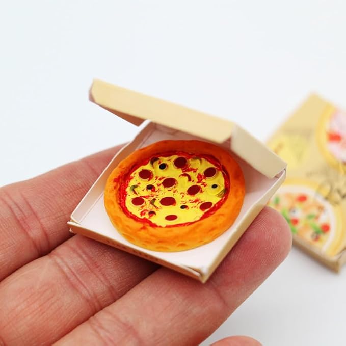 Miniature Pizza Box Set, 1:6 and 1:12 Scale, Dollhouse Food Model and Furniture Accessories