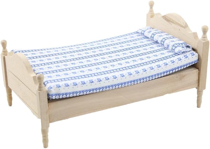 Melody Jane Dolls Houses Dollhouse Single Bed Bare Wood Unfinished Miniature Bedroom Furniture 1:12