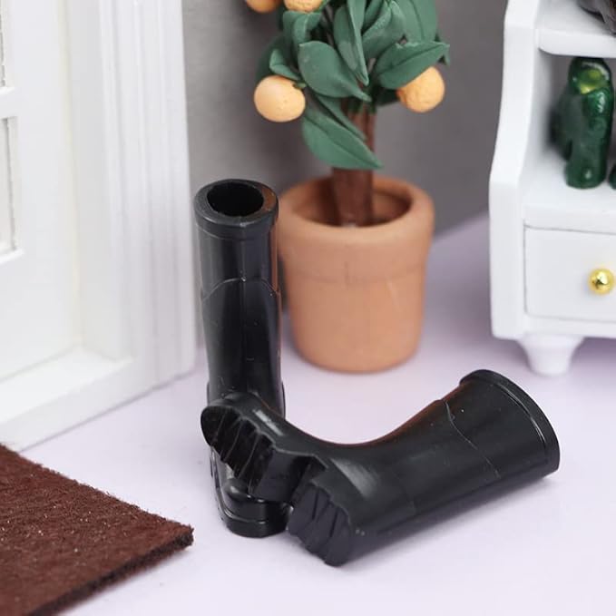 SXFSE Doll Accessories, Dollhouse Miniature Scene Model 3 Pairs Rubber Rain Boots Shoes Pretend Play Toy